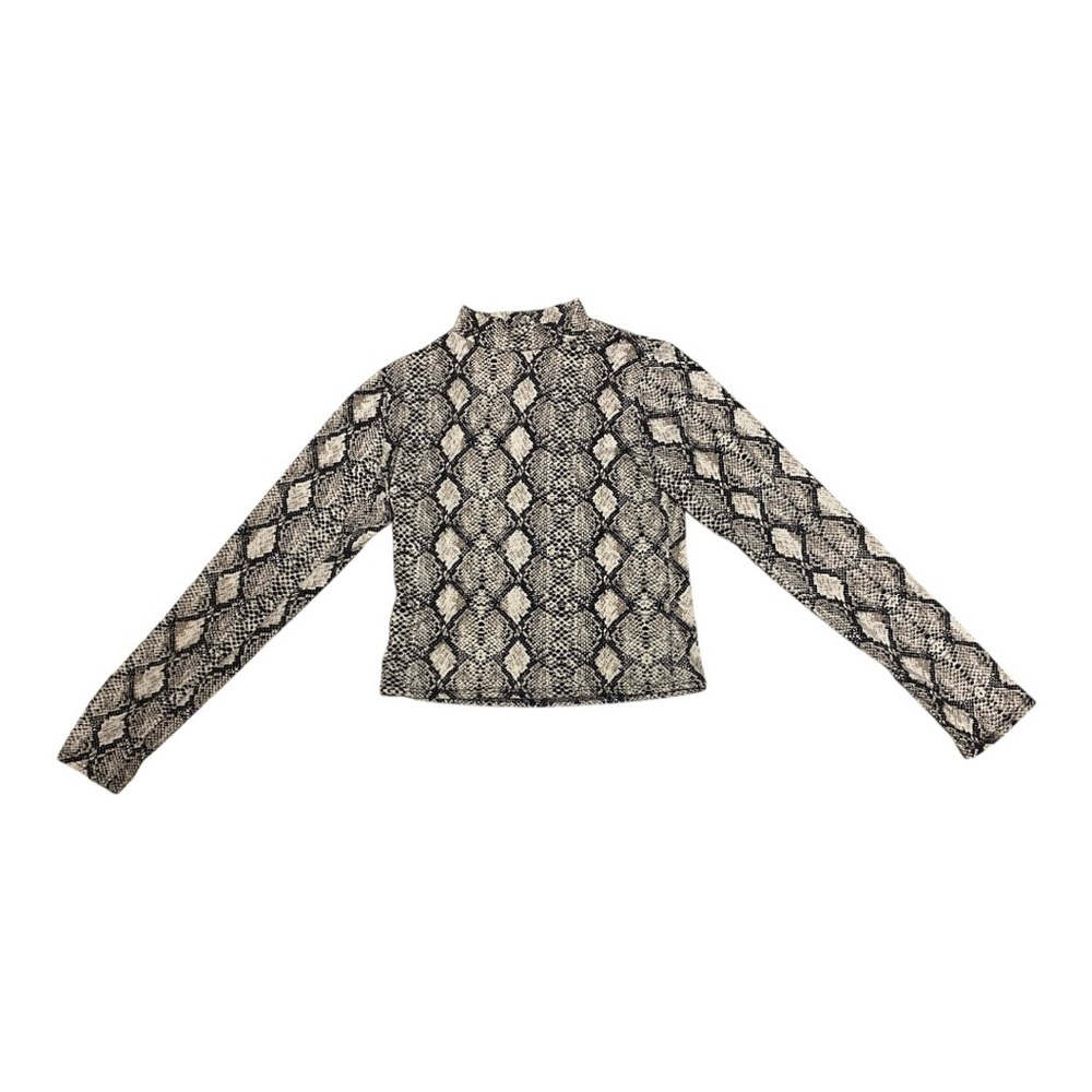 Olivia Rae Snakeskin Print Mock Neck Long Sleeve Crop Top Size M - Picture 3 of 8